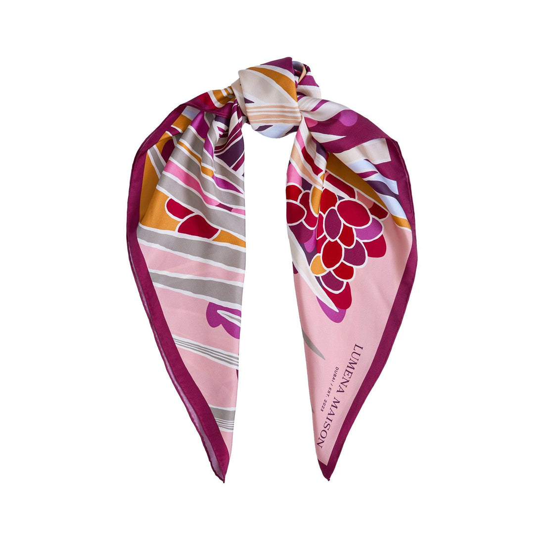 The Palm (Burgundy) / Silk scarf - Lumena Maison