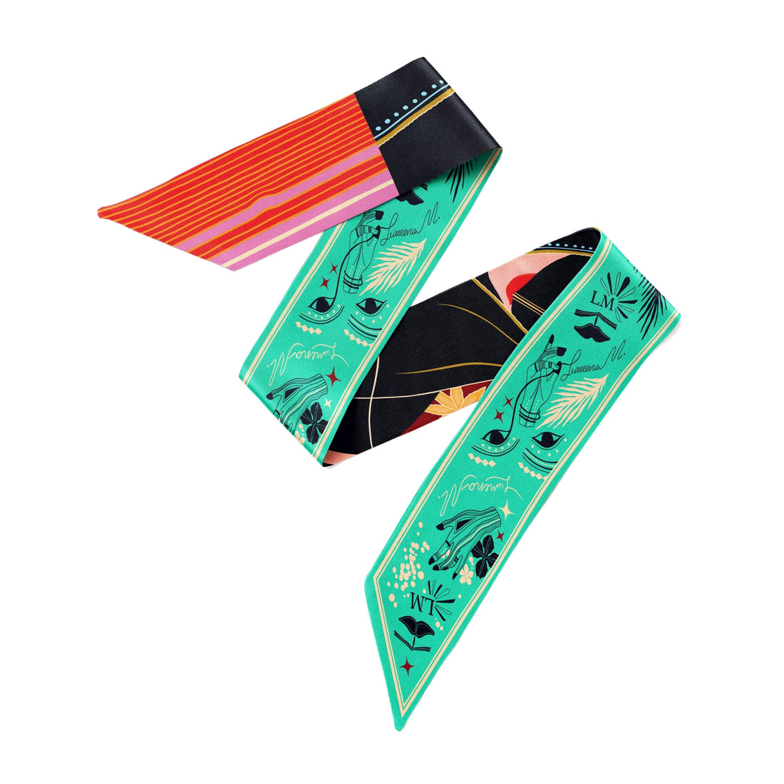 Sisterhood (Red) / Silk twilly scarf - Lumena Maison