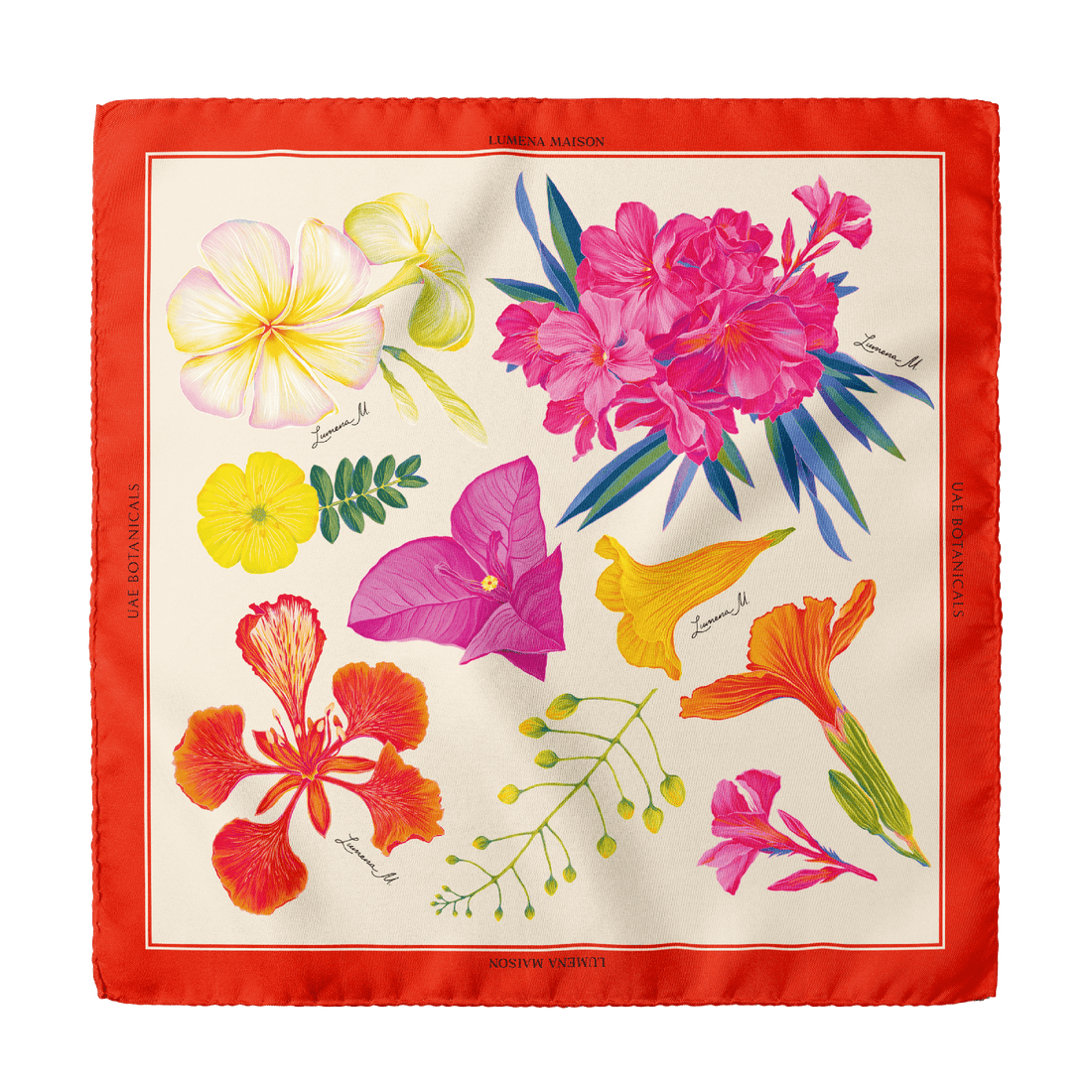 UAE Botanicals (Milky White) / Pocket square 35 - Lumena Maison