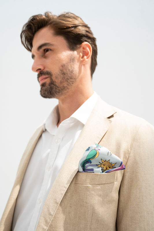 Arabian Nights ( Lavender Purple/ Vanilla Beige)/ Pocket square 35