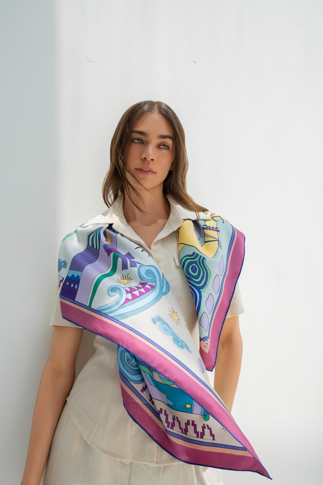 Arabian Nights ( Lavender Purple/ Vanilla Beige) / Silk scarf