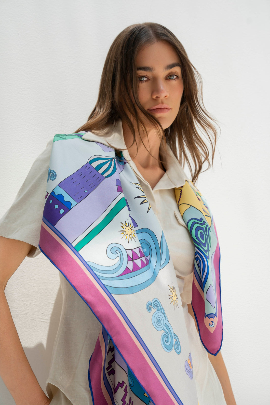 Arabian Nights ( Lavender Purple/ Vanilla Beige) / Silk scarf