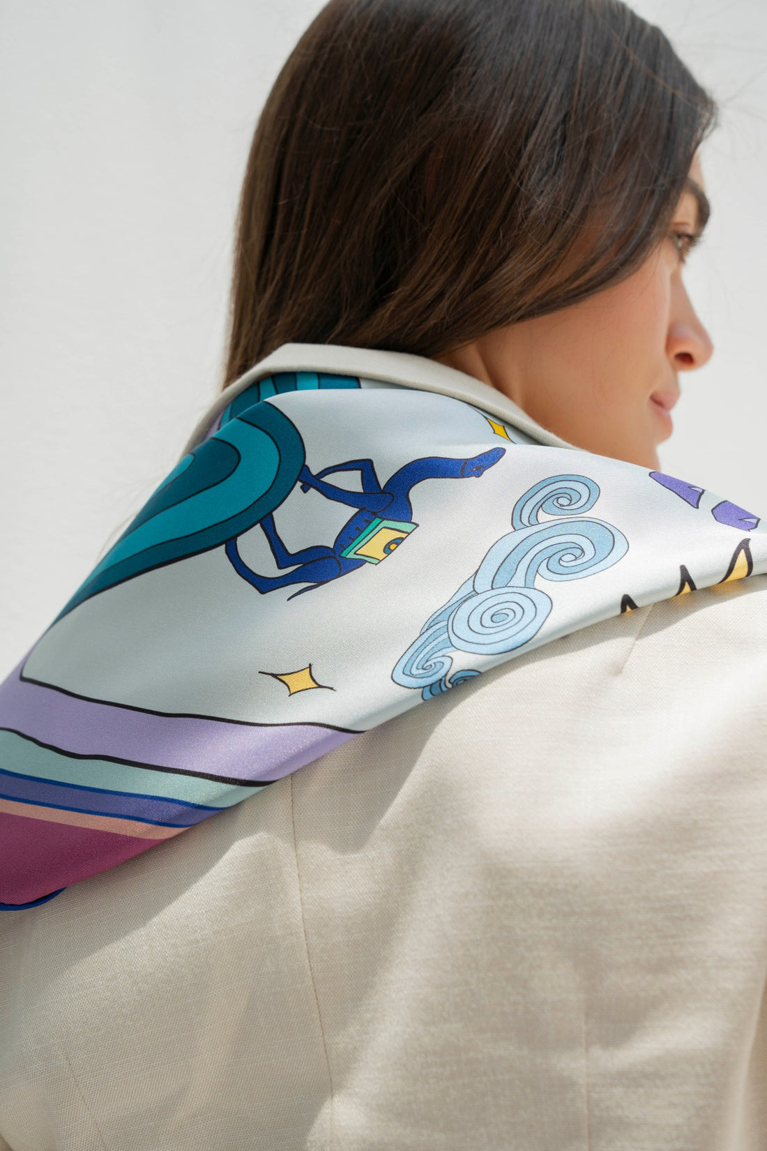 Arabian Nights ( Lavender Purple/ Vanilla Beige) / Silk scarf