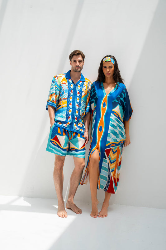 The Tribute to Burj Al Arab/  Male silk set with shorts