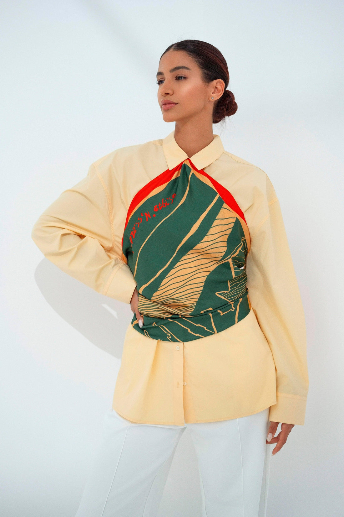 The Dubai skyline (Emerald Green) / Silk scarf - Lumena Maison