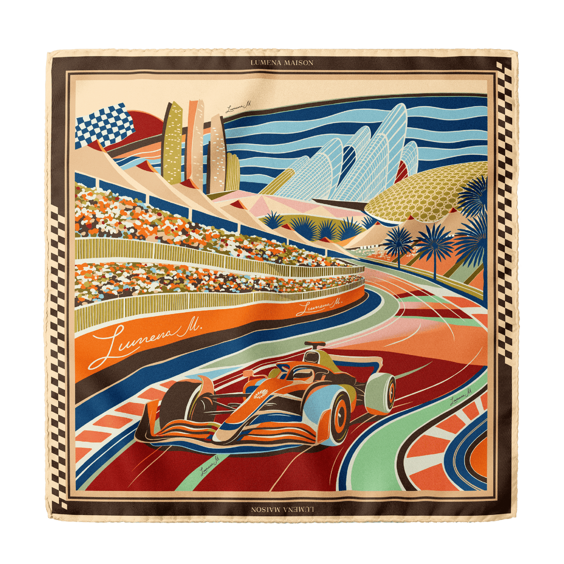 Formula 1 Abu Dhabi (Brown) / Pocket Square 35 - Lumena Maison