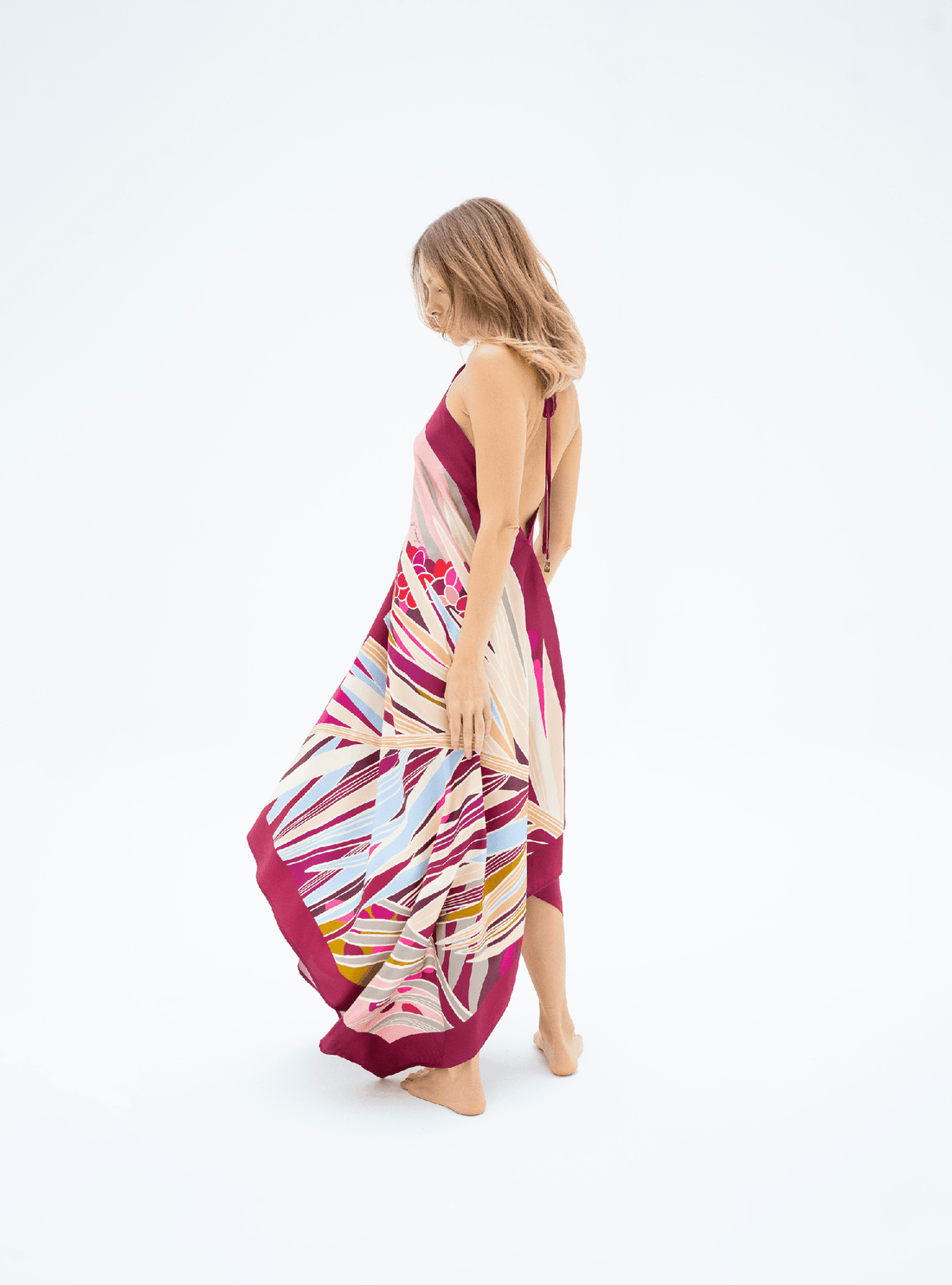 The Palm (Burgundy) / Silk dress - Lumena Maison