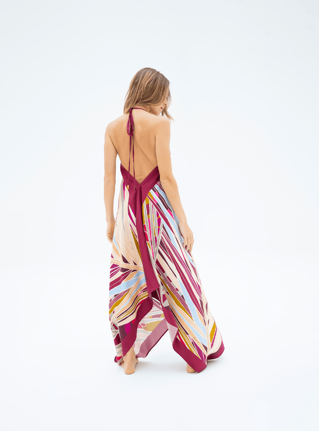 The Palm (Burgundy) / Silk dress - Lumena Maison