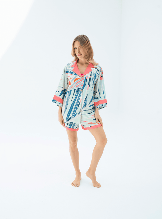 The Palm / Silk set with shorts - Lumena Maison