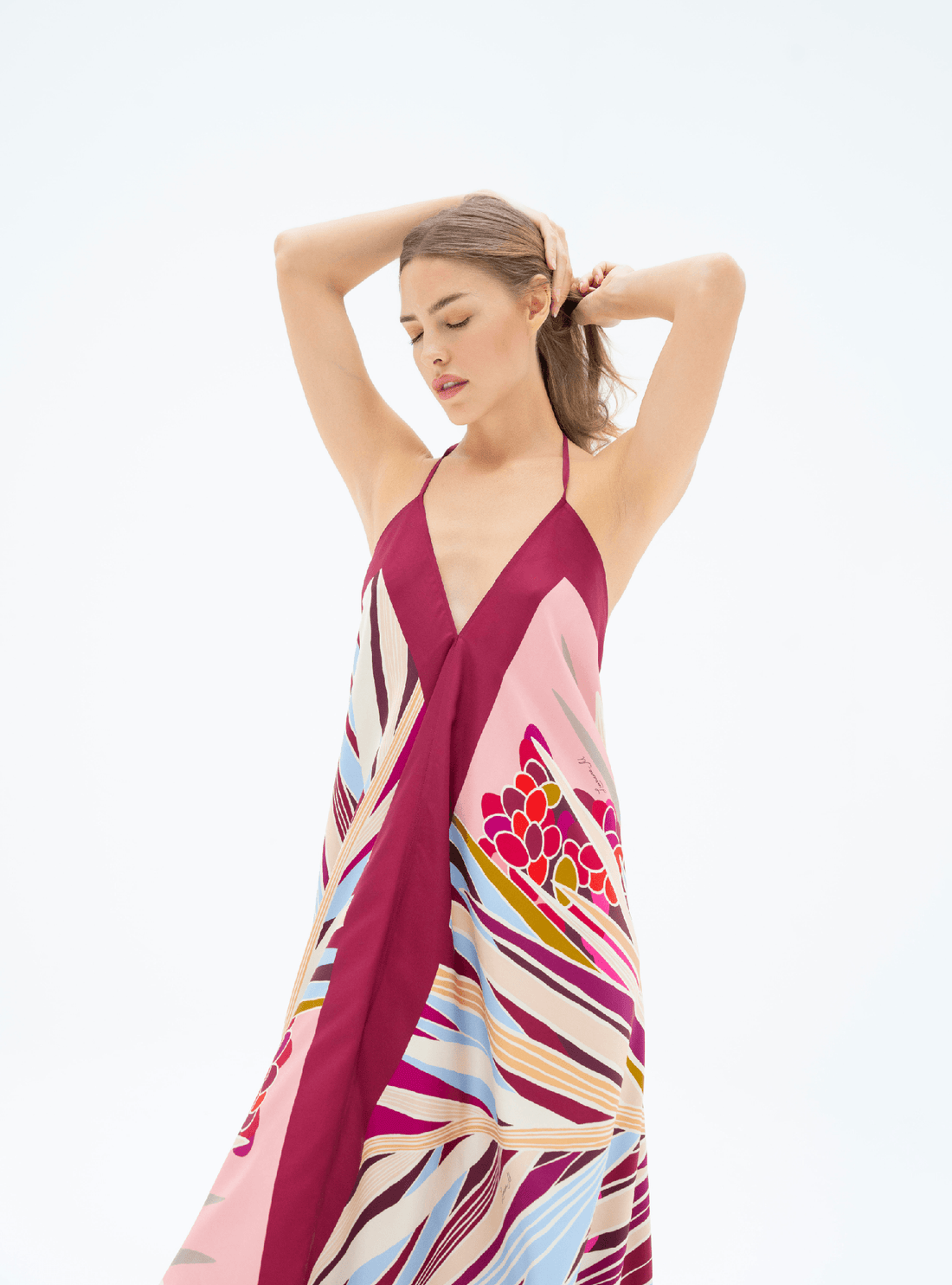 The Palm (Burgundy) / Silk dress - Lumena Maison