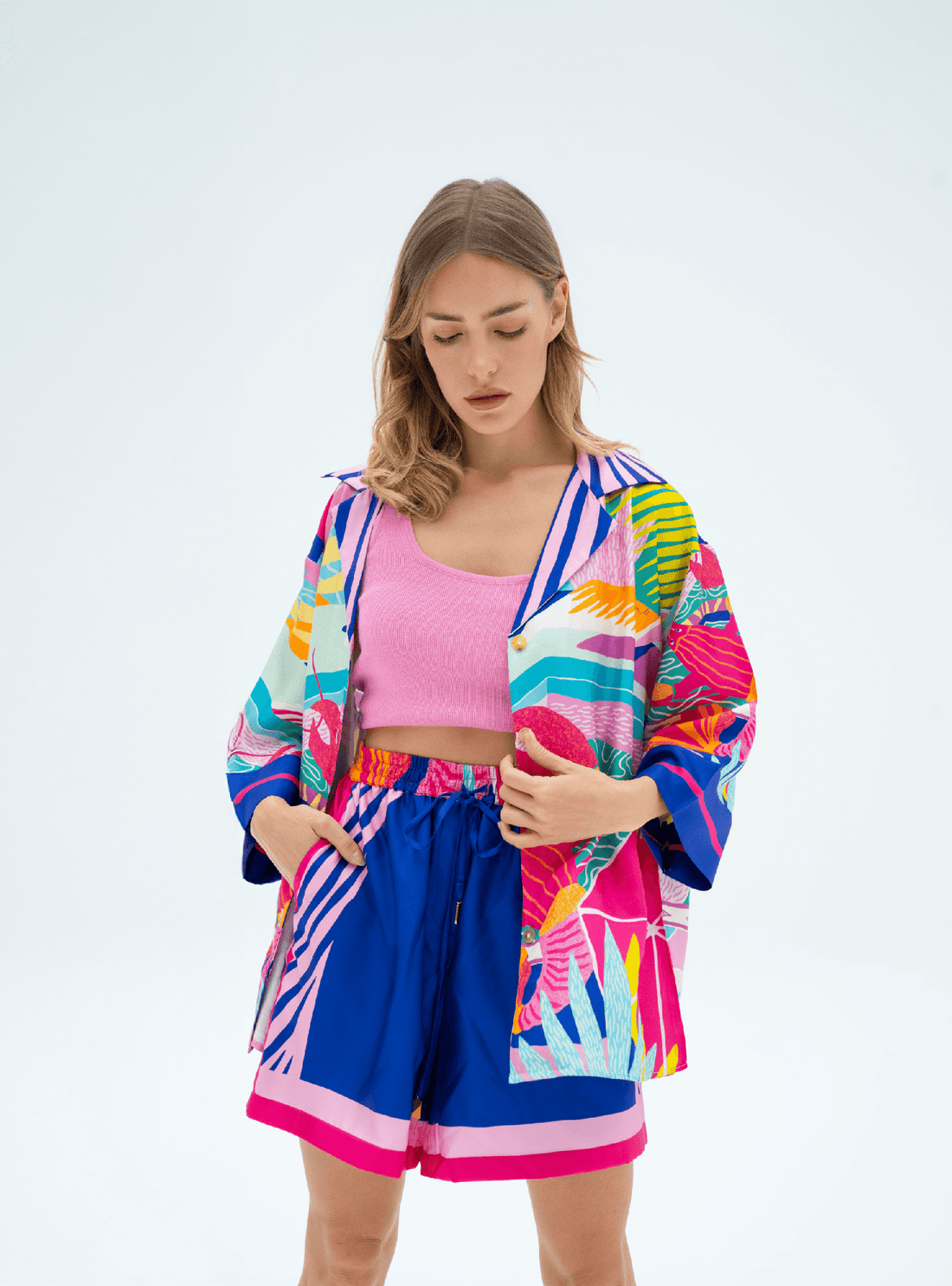Dreaming under the Dubai sun (Candy) / Silk set with shorts - Lumena Maison