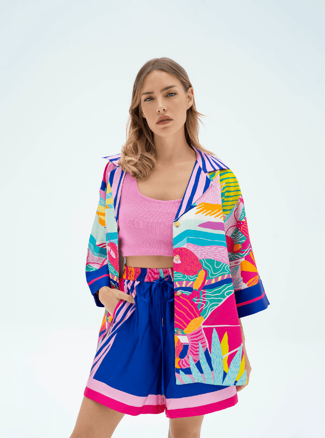 Dreaming under the Dubai sun (Candy) / Silk set with shorts - Lumena Maison