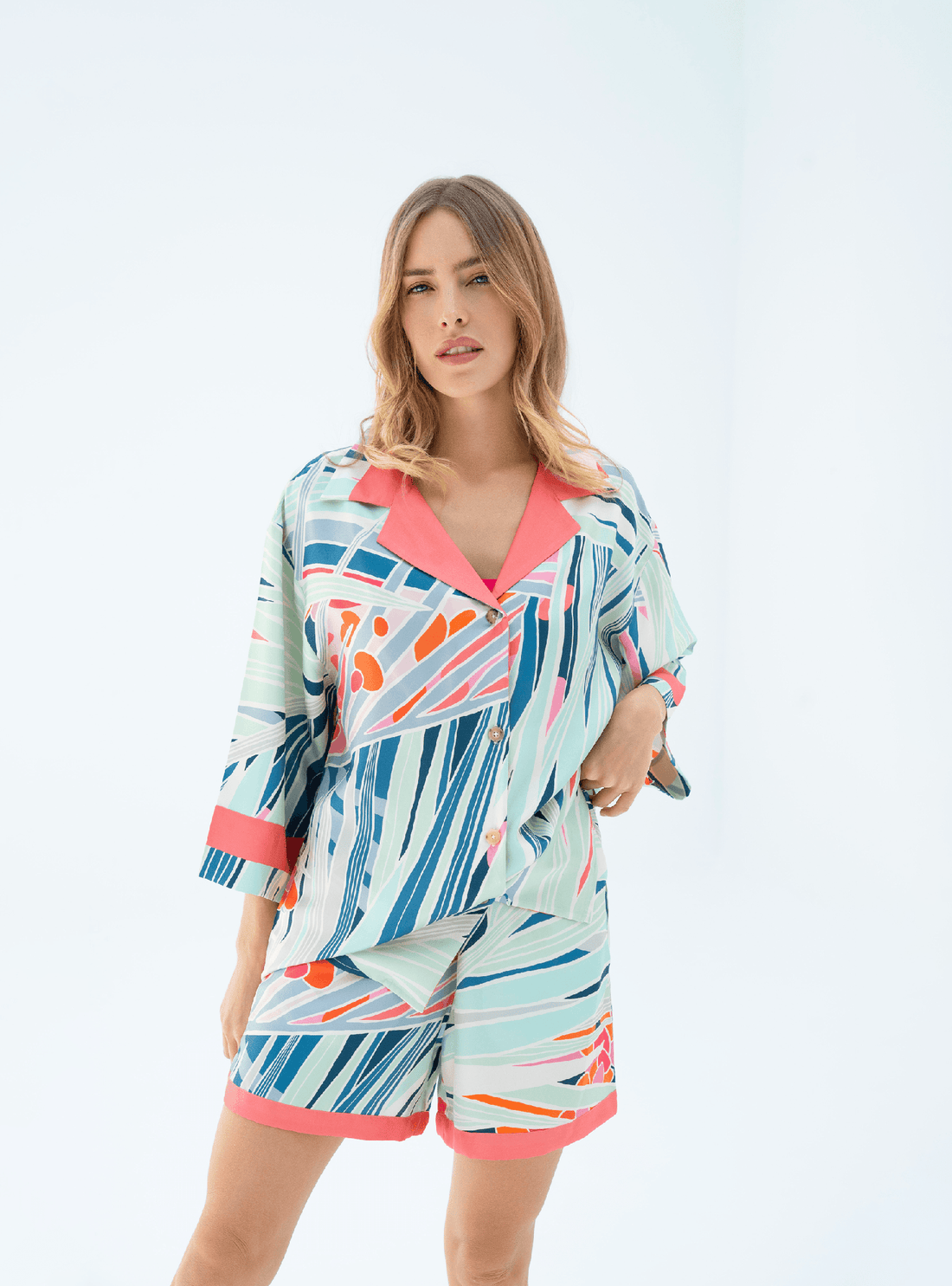 The Palm / Silk set with shorts - Lumena Maison