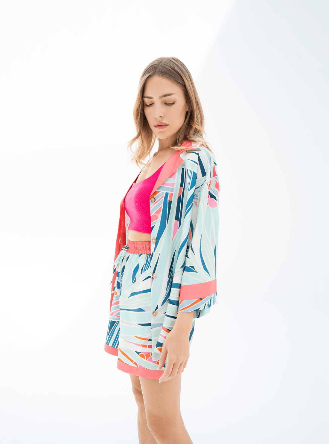 The Palm / Silk set with shorts - Lumena Maison