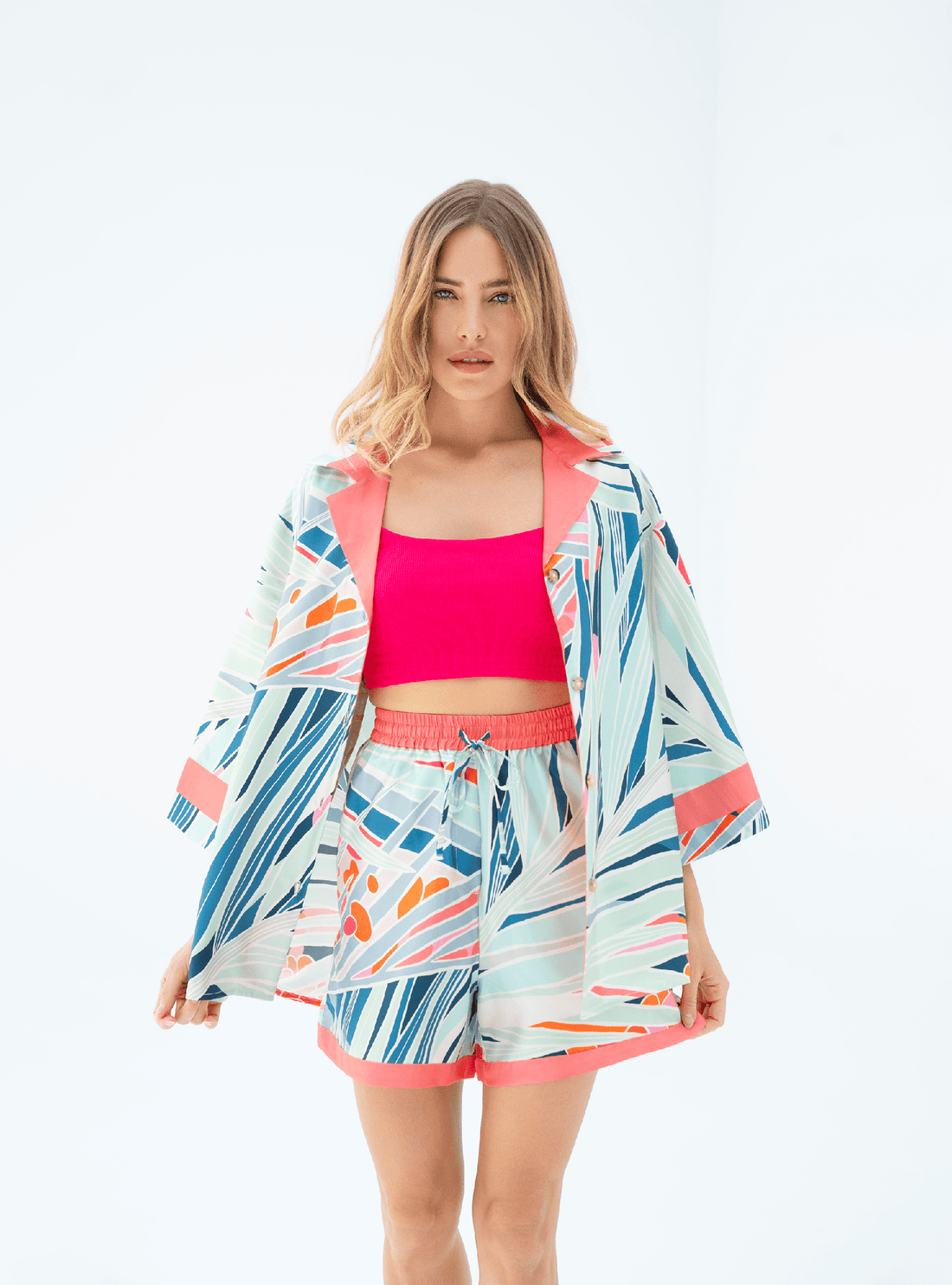 The Palm / Silk set with shorts - Lumena Maison