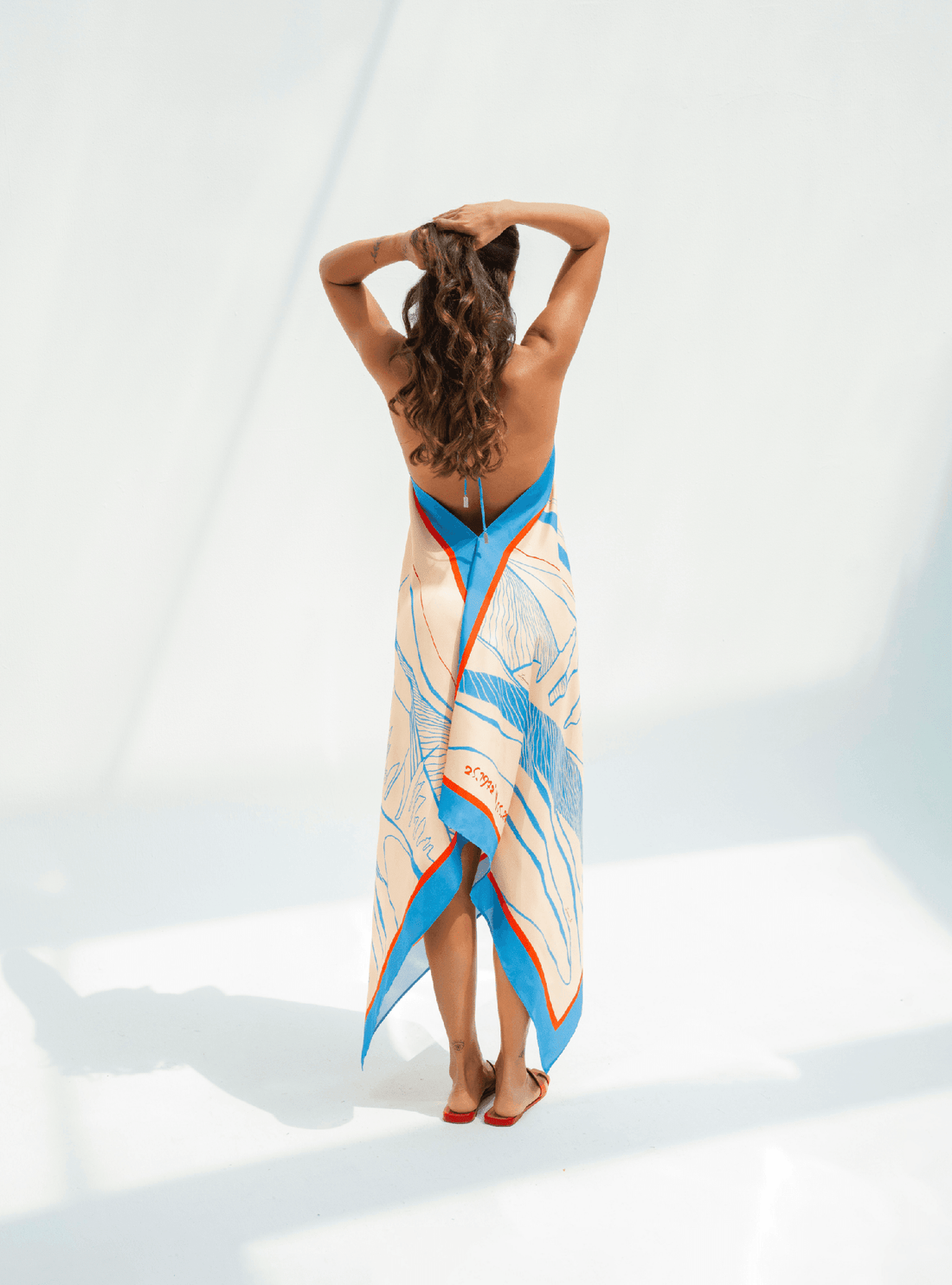 The Dubai skyline (Marine Blue) / Silk dress - Lumena Maison