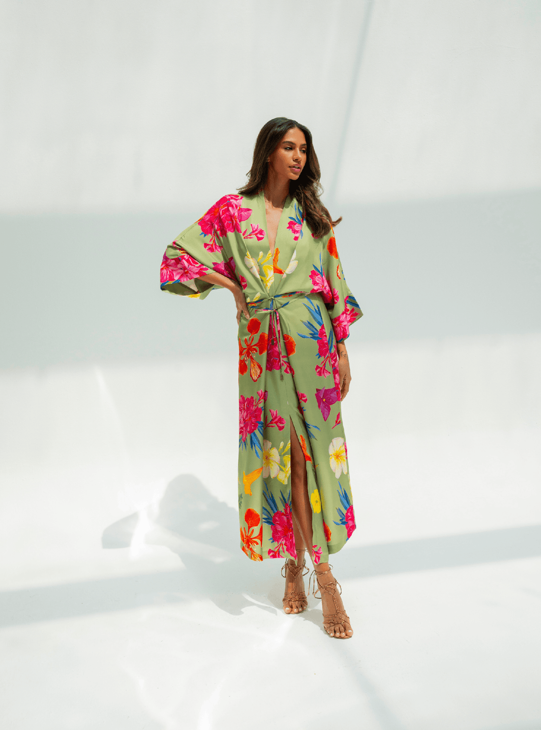 UAE Botanicals (Sage Green) / Kimono dress - Lumena Maison