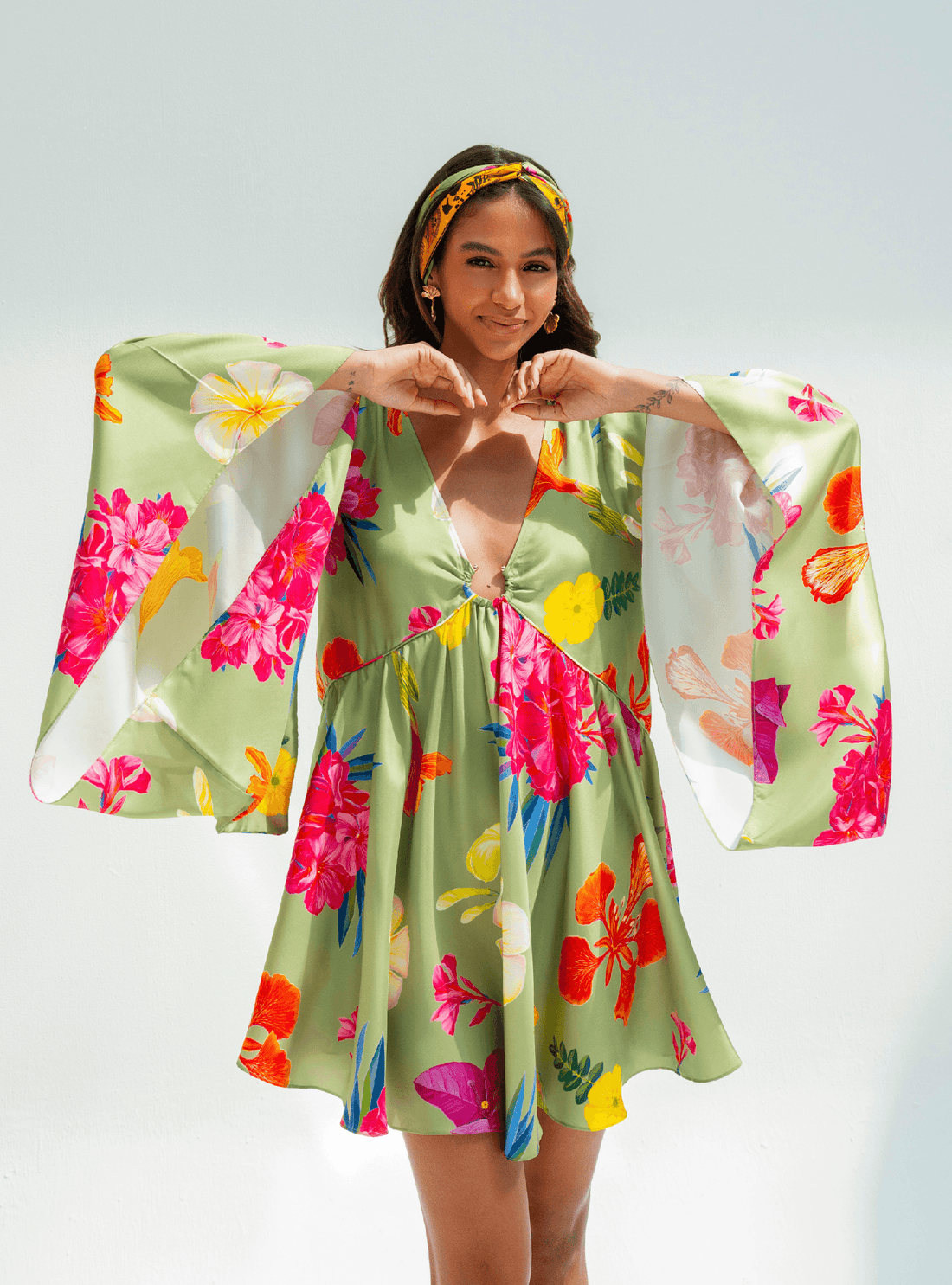 UAE Botanicals (Sage Green) / Butterfly dress - Lumena Maison