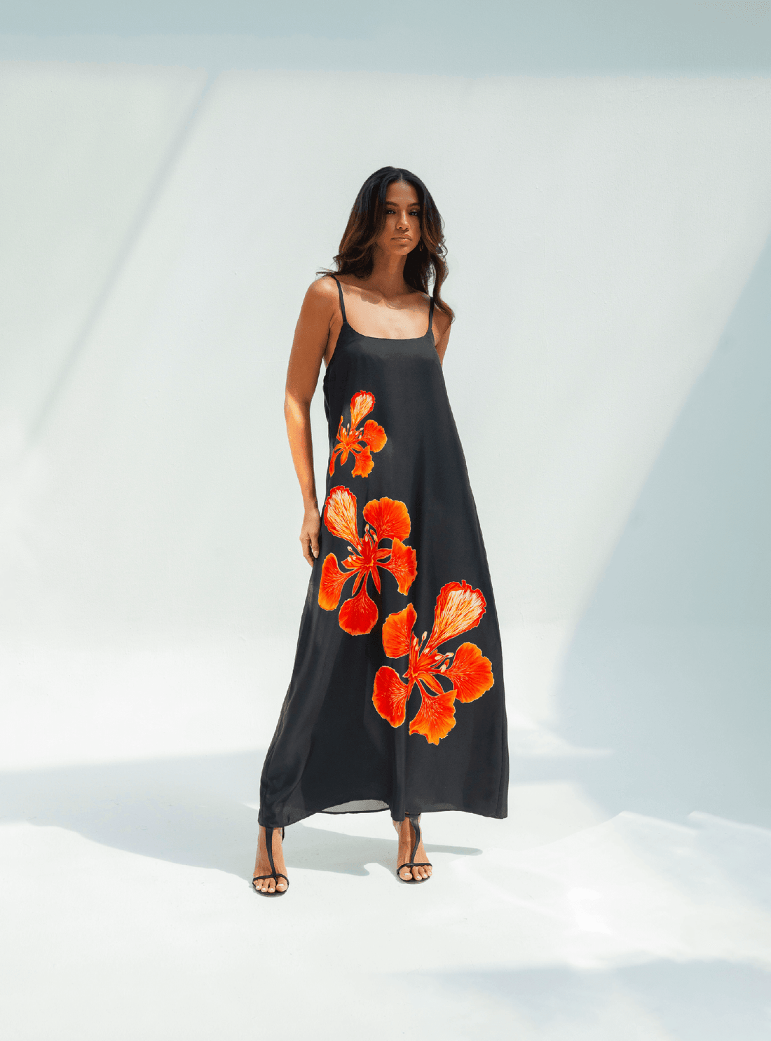 UAE Botanicals (Black) / A-line dress - Lumena Maison