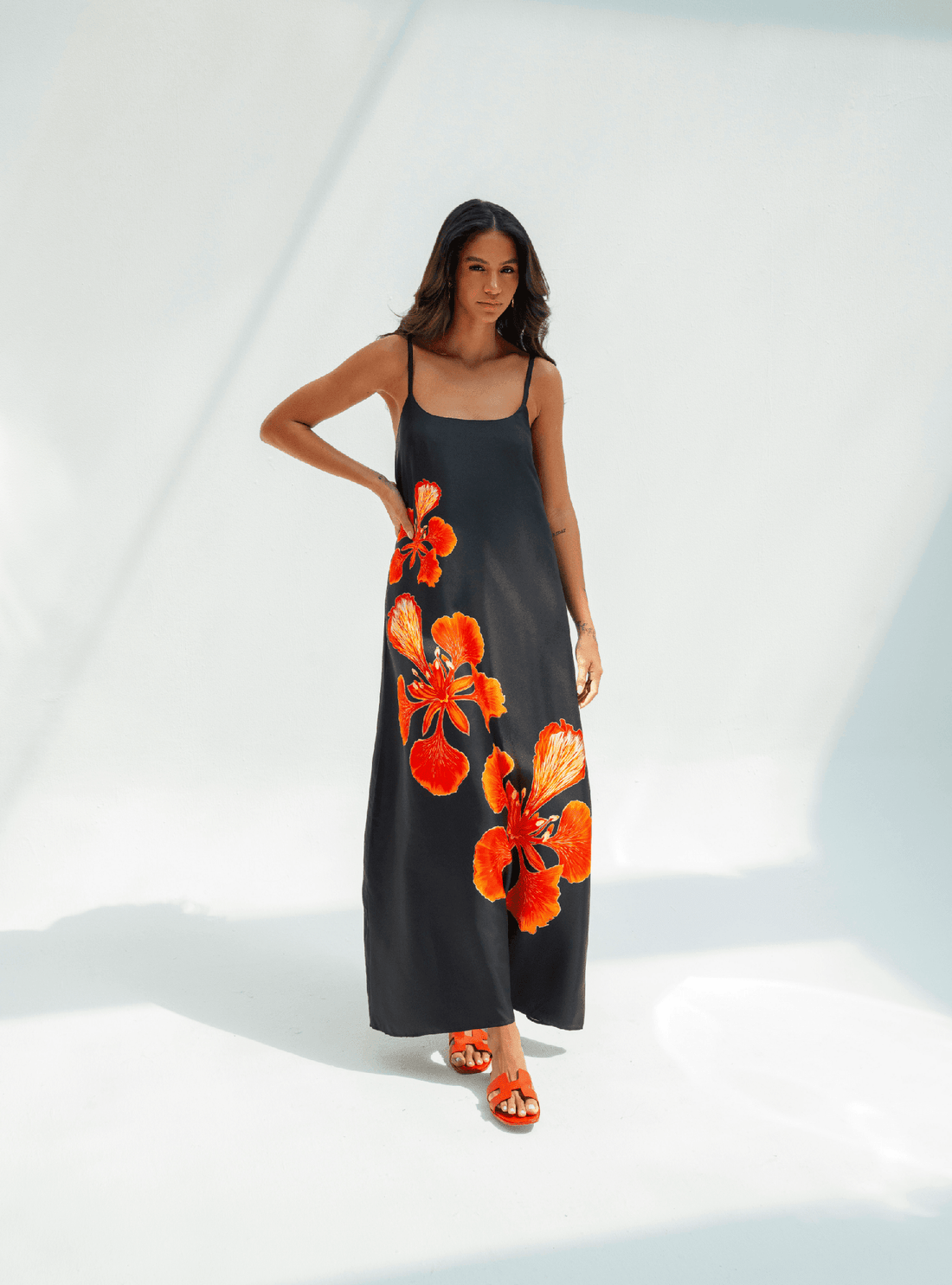 UAE Botanicals (Black) / A-line dress - Lumena Maison