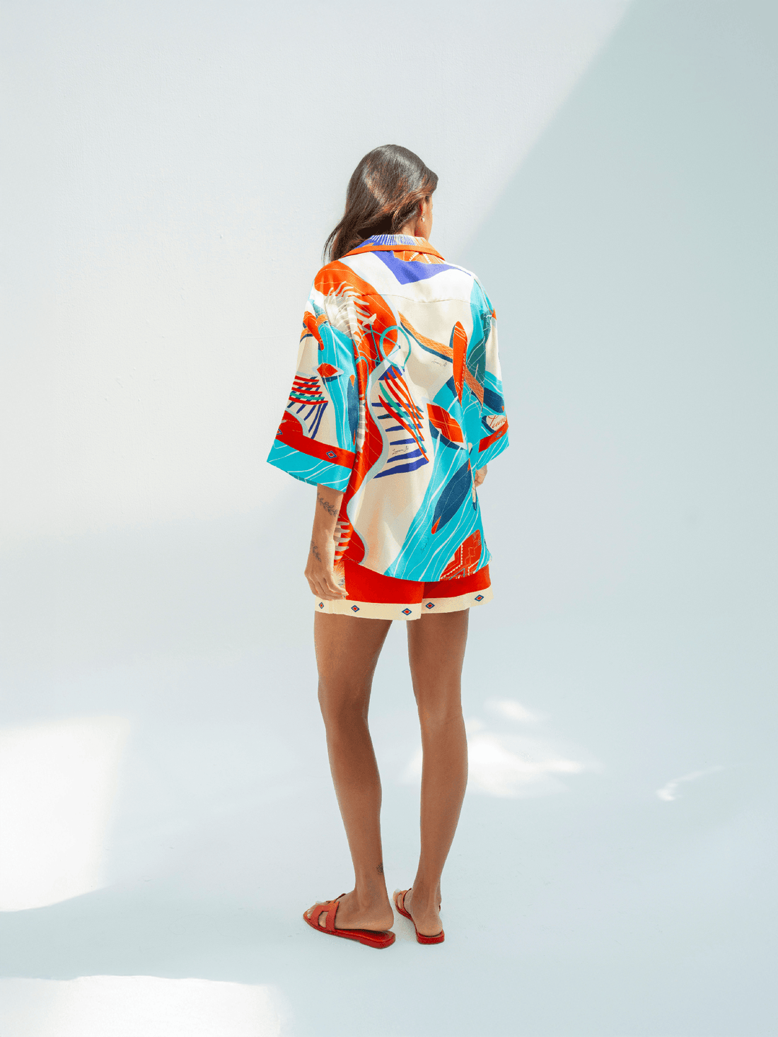 The Dubai Kite beach (Brick Orange) / Silk set with shorts - Lumena Maison