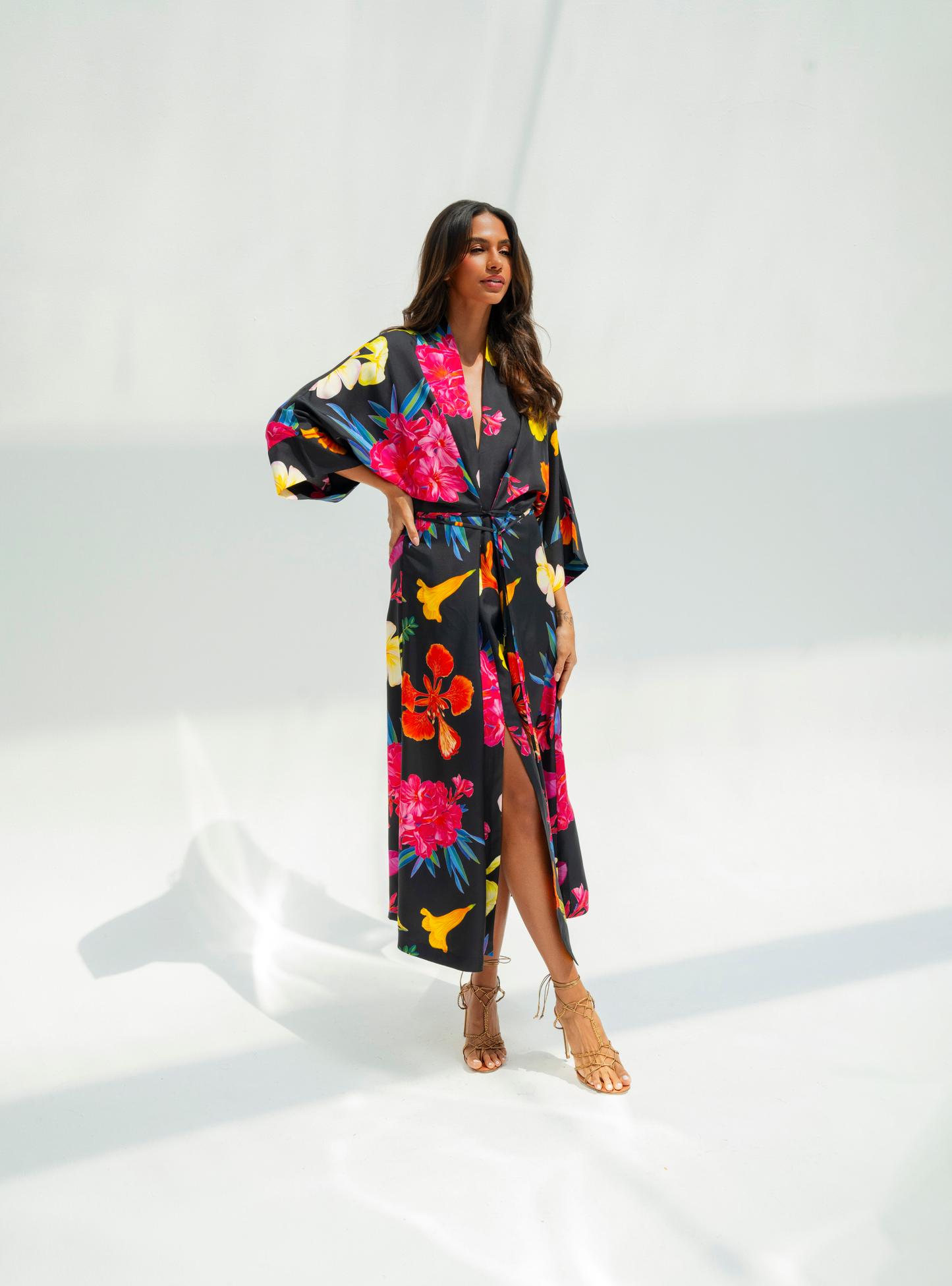 UAE Botanicals (Black) / Kimono dress