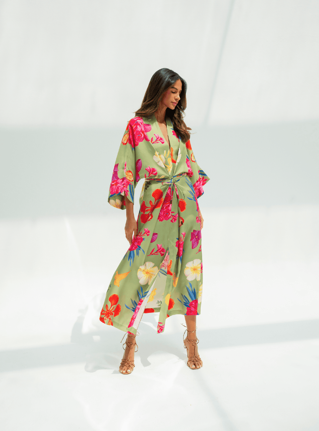 UAE Botanicals (Sage Green) / Kimono dress - Lumena Maison