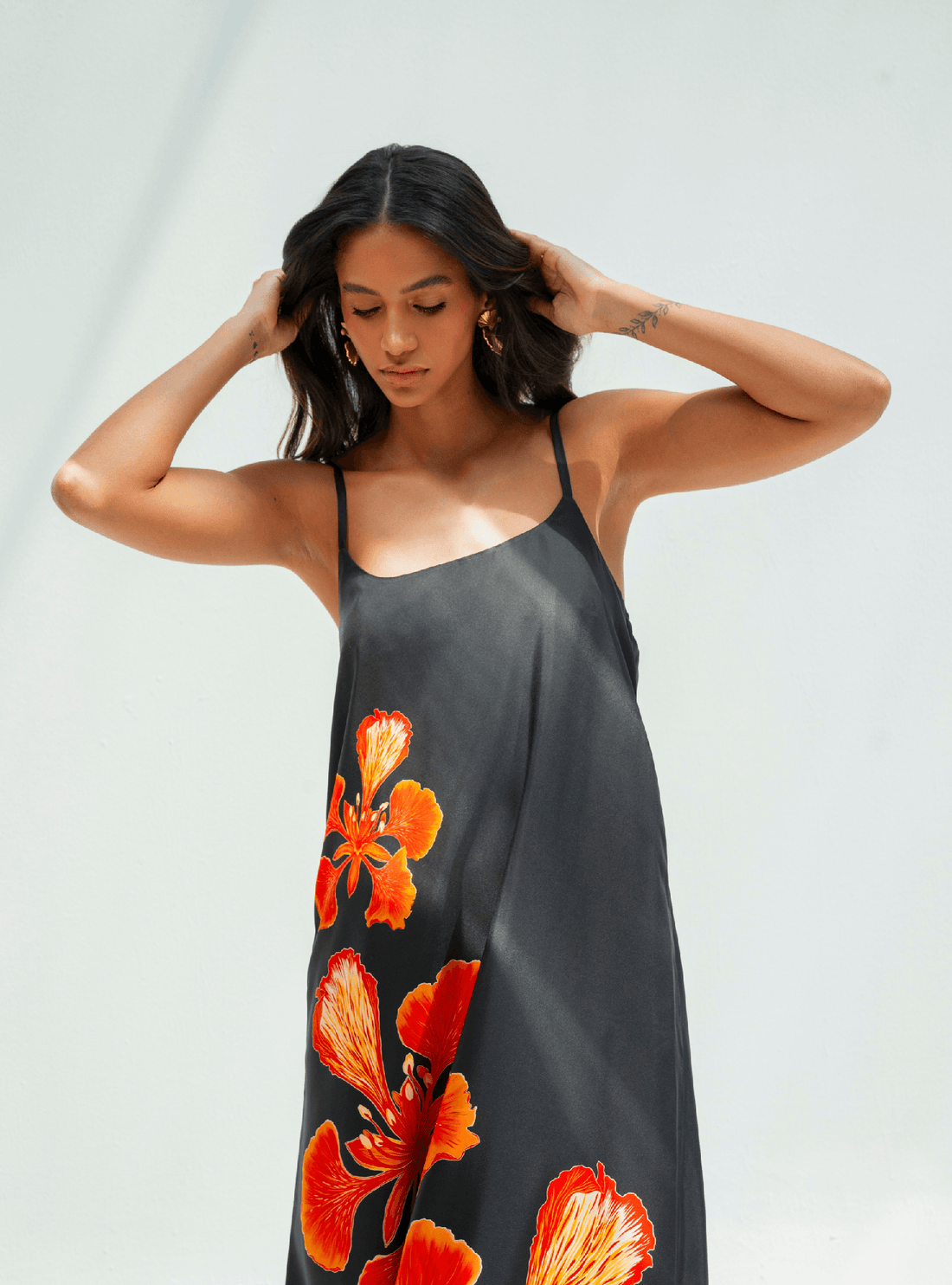 UAE Botanicals (Black) / A-line dress - Lumena Maison