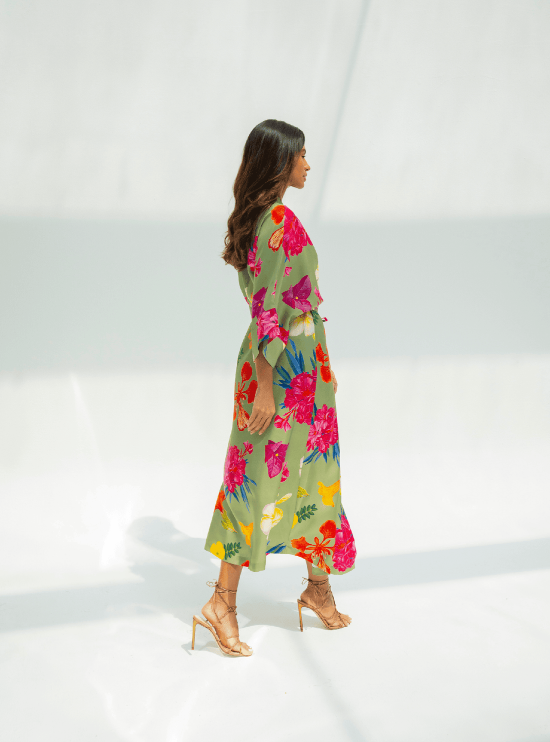 UAE Botanicals (Sage Green) / Kimono dress - Lumena Maison