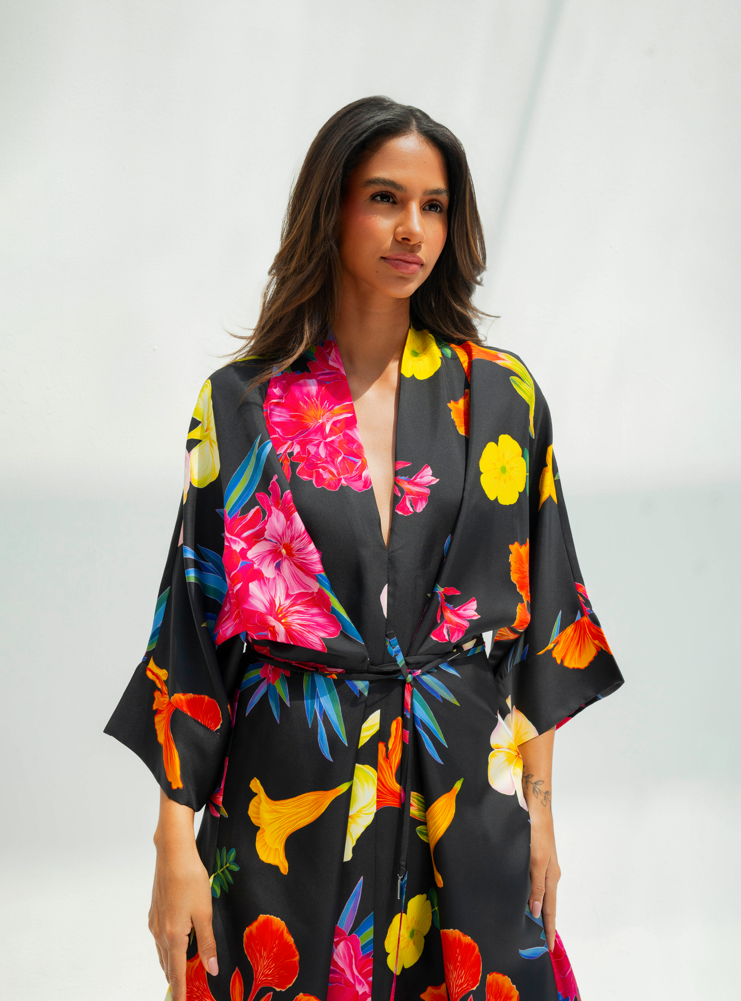UAE Botanicals (Black) / Kimono dress