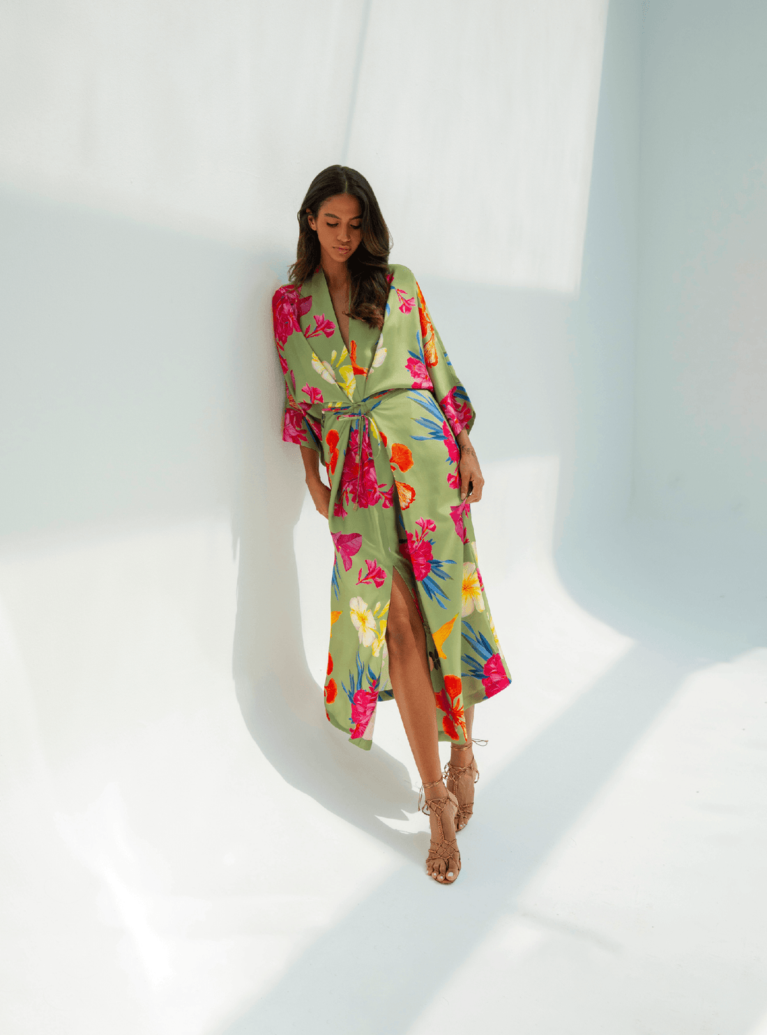 UAE Botanicals (Sage Green) / Kimono dress - Lumena Maison
