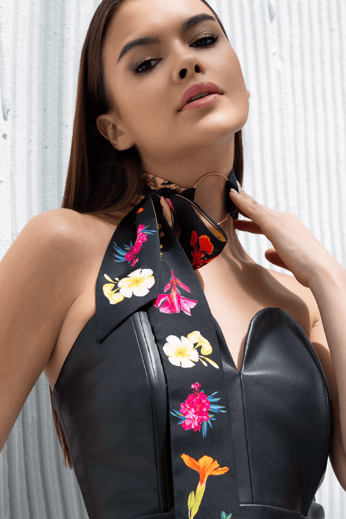 UAE Botanicals (Black) / Silk twilly scarf - Lumena Maison