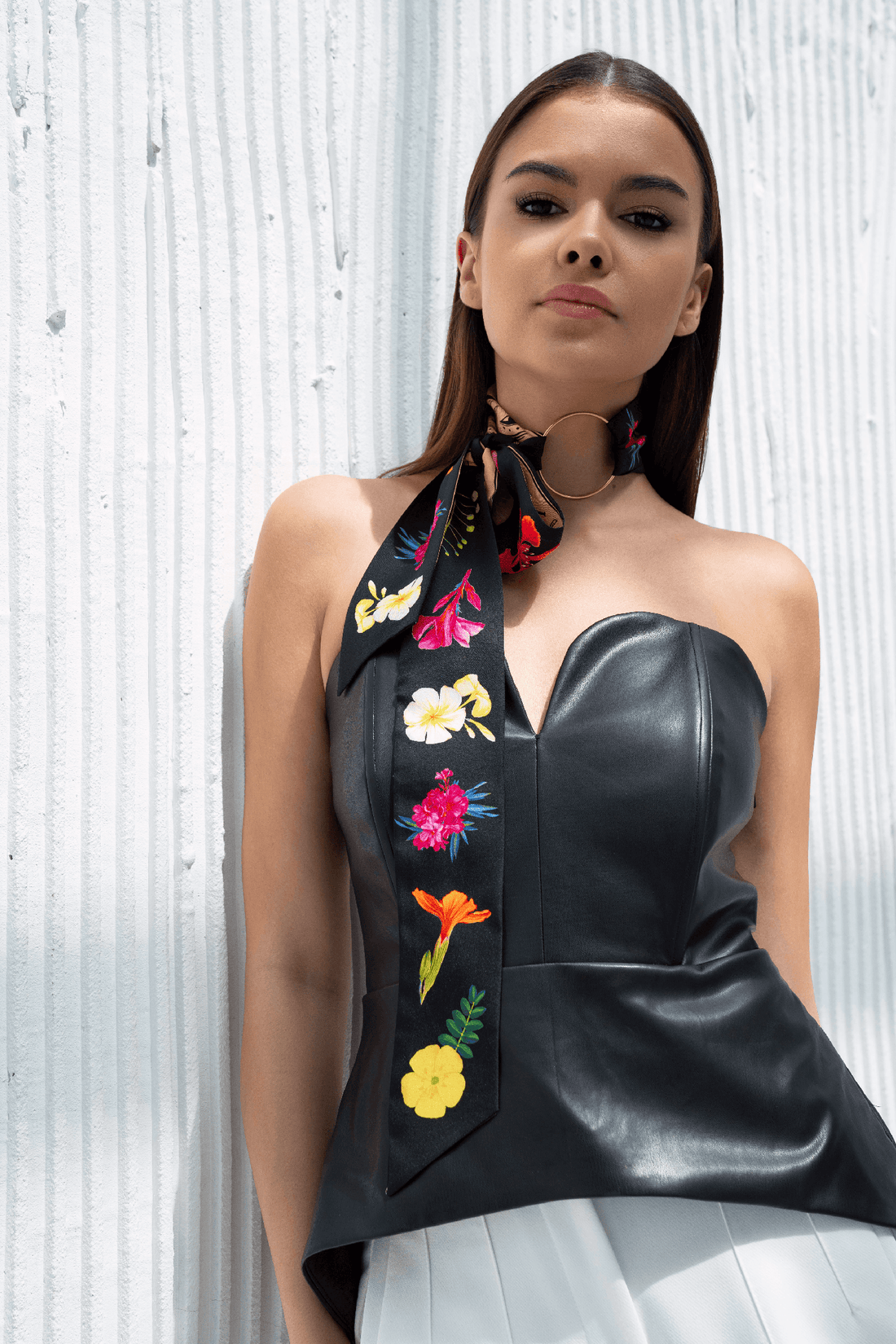 UAE Botanicals (Black) / Silk twilly scarf - Lumena Maison