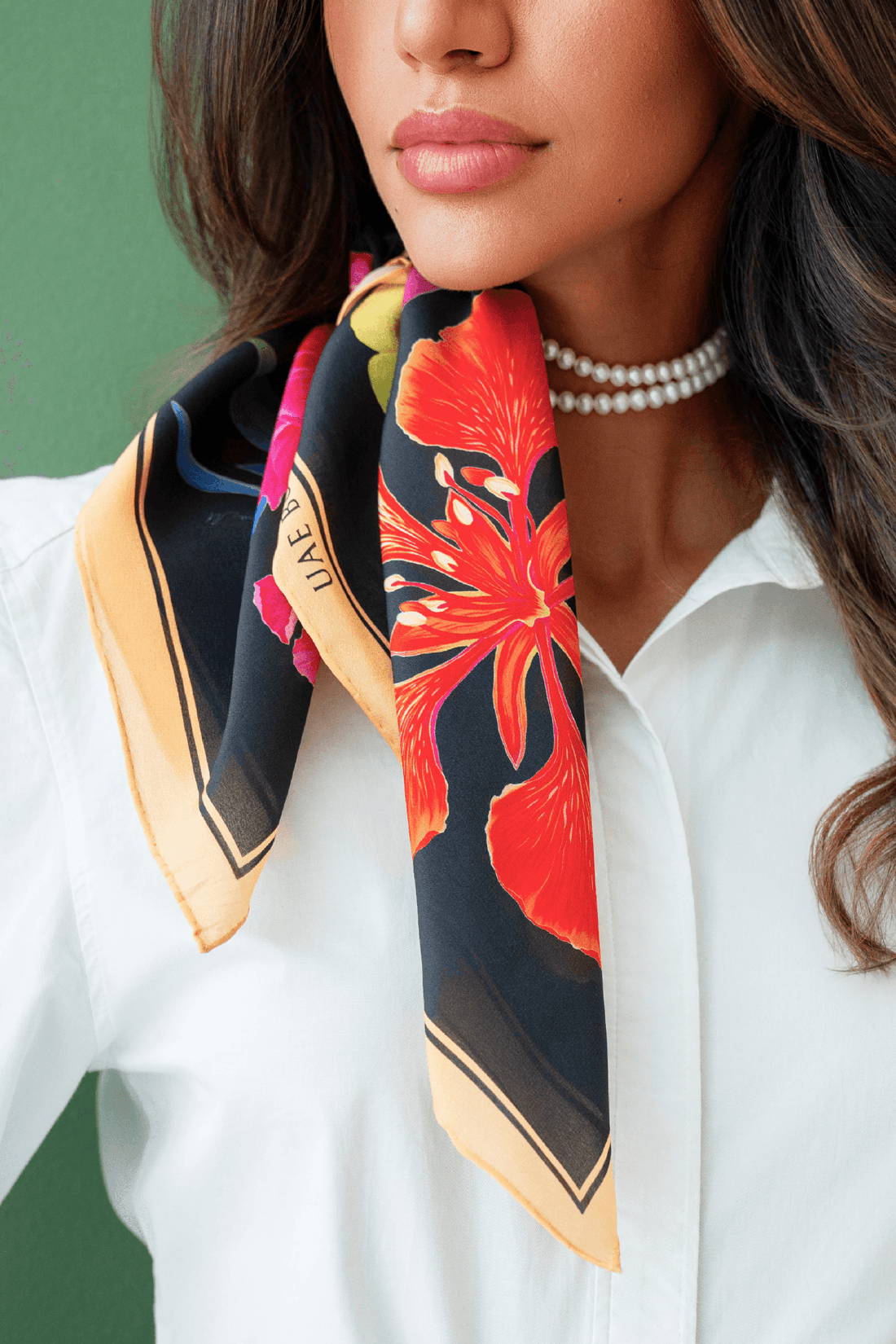 UAE Botanicals (Black) / Silk scarf - Lumena Maison