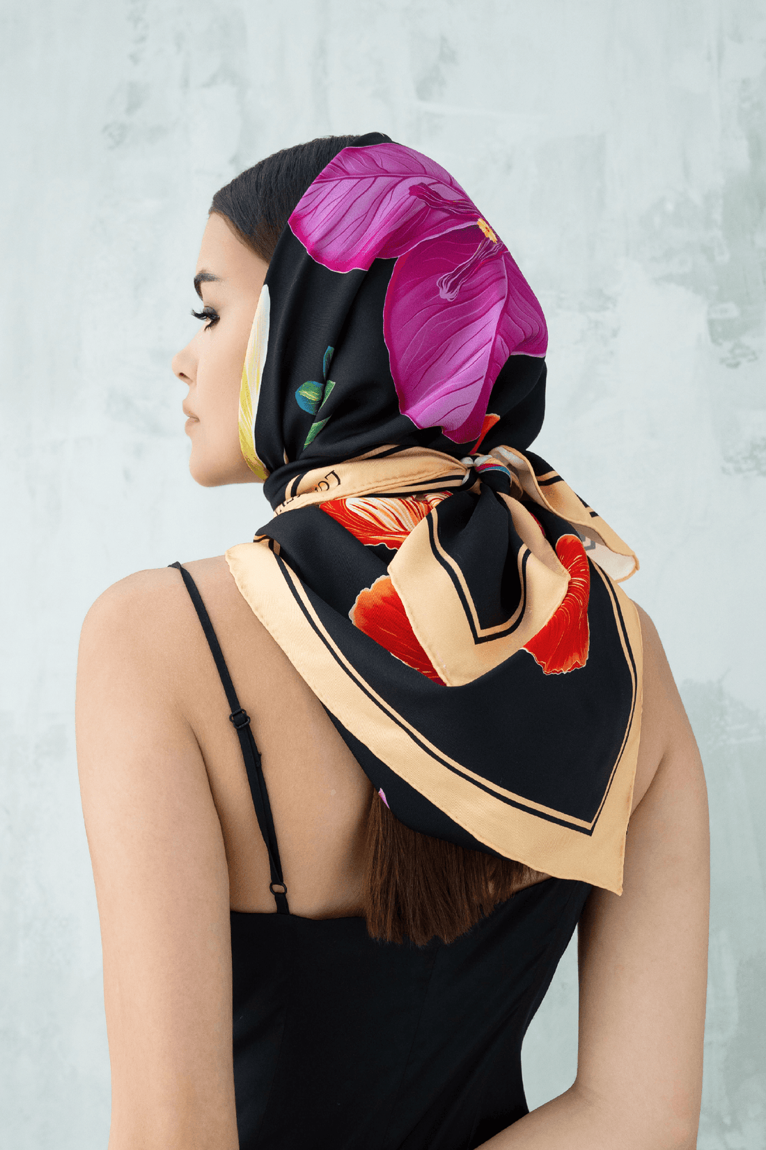 UAE Botanicals (Black) / Silk scarf - Lumena Maison