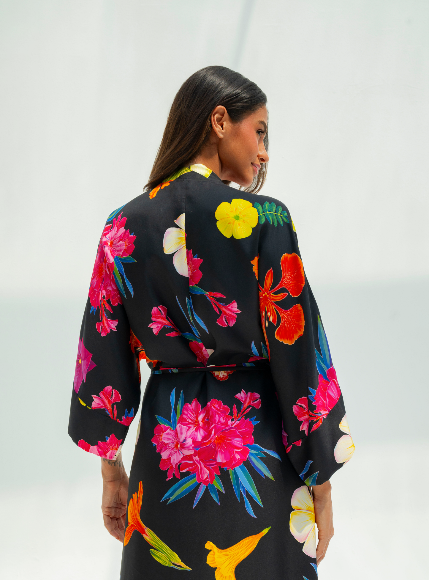 UAE Botanicals (Black) / Kimono dress