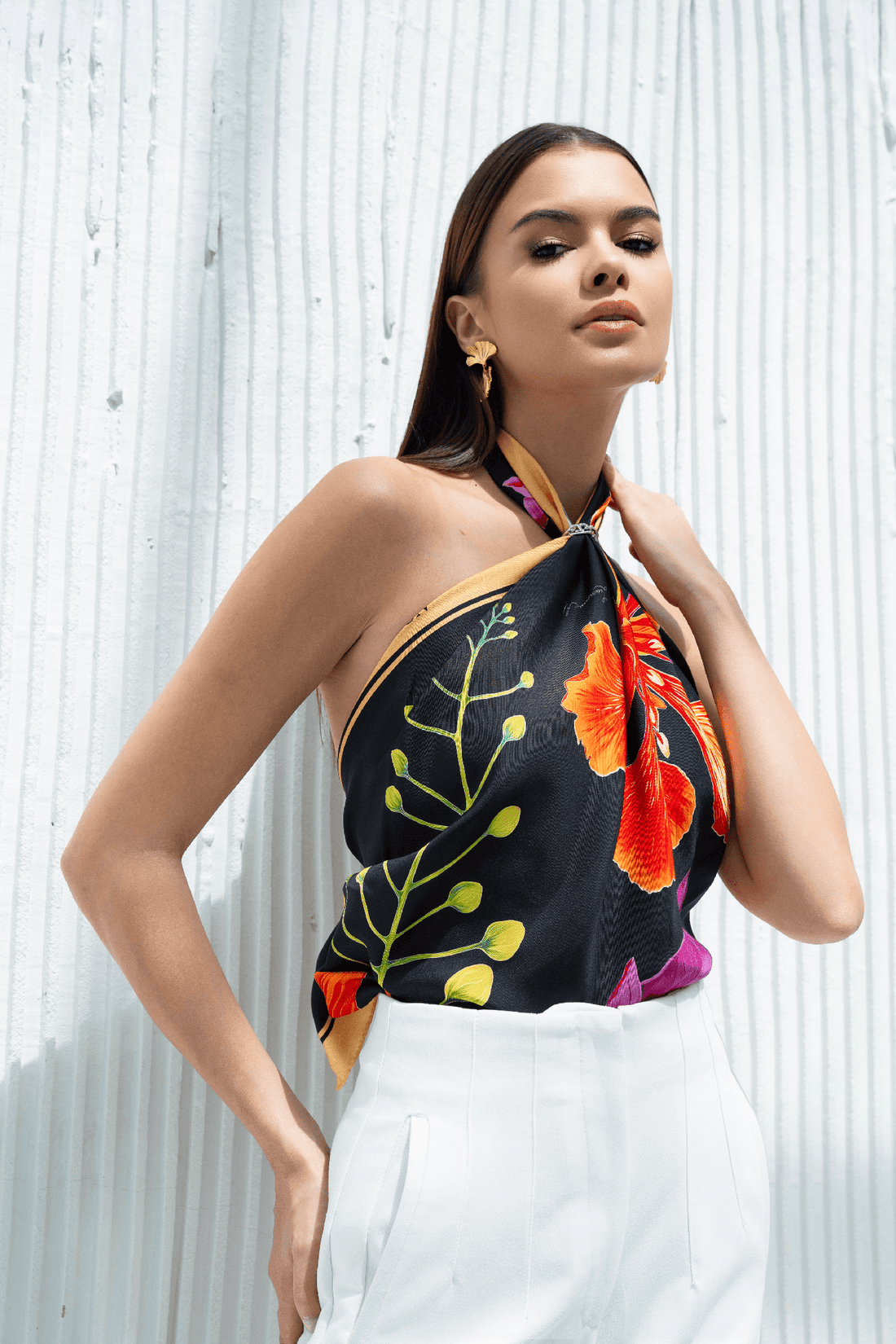 UAE Botanicals (Black) / Silk scarf - Lumena Maison