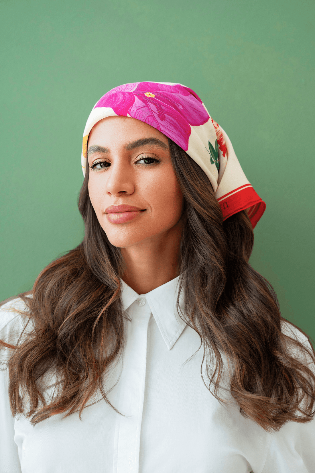 UAE Botanicals (Milky White) / Silk scarf - Lumena Maison