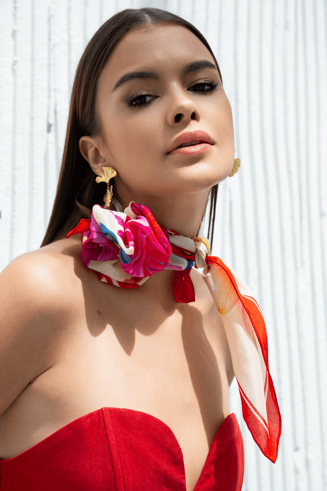 UAE Botanicals (Milky White) / Silk scarf - Lumena Maison