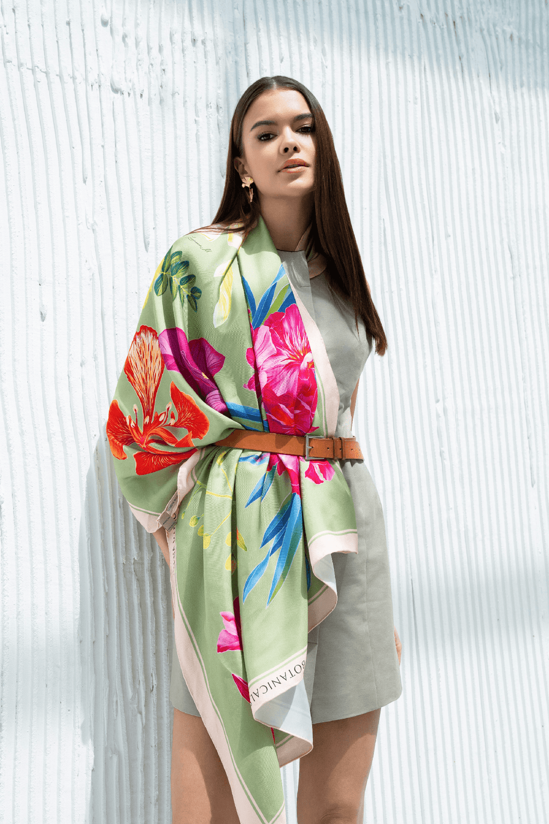 UAE Botanicals (Sage Green) / Silk scarf - Lumena Maison