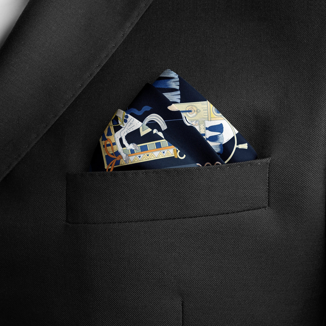 The Story of Emirati Equestrian Heritage (Navy & Beige )/ Pocket square 35