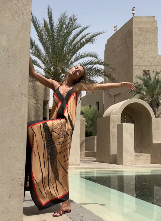 The Dubai skyline (Espresso Brown) / Silk dress