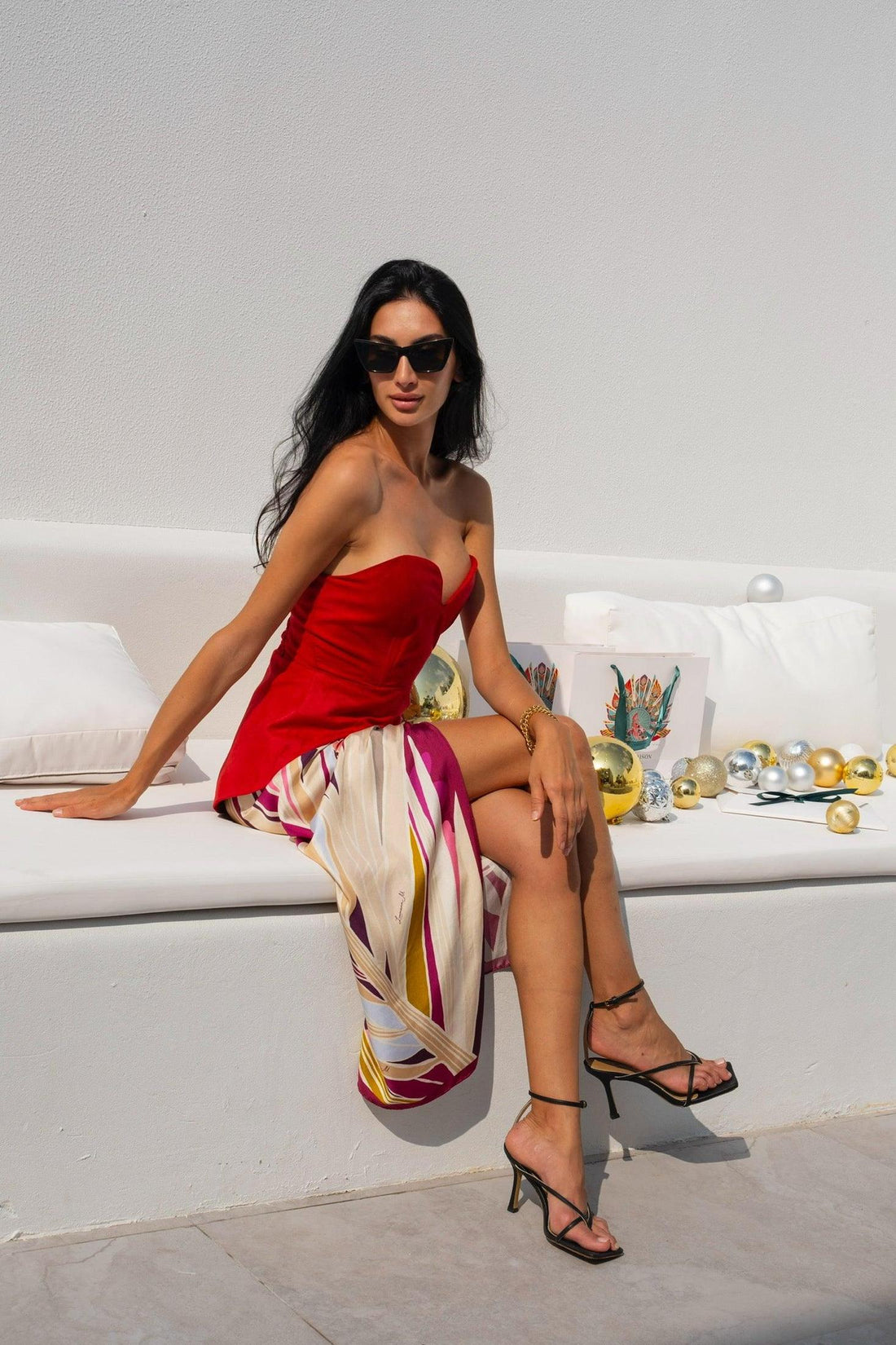 The Palm (Burgundy) / Silk scarf - Lumena Maison