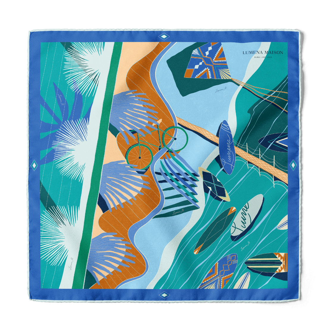 The Dubai Kite beach (Frosty Green) / Pocket square 35 - Lumena Maison