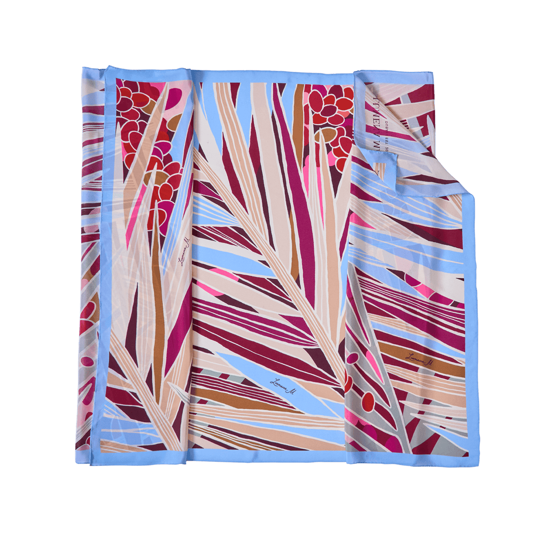 The Palm (Burgundy & Sky Blue frame) / Pareo - Lumena Maison