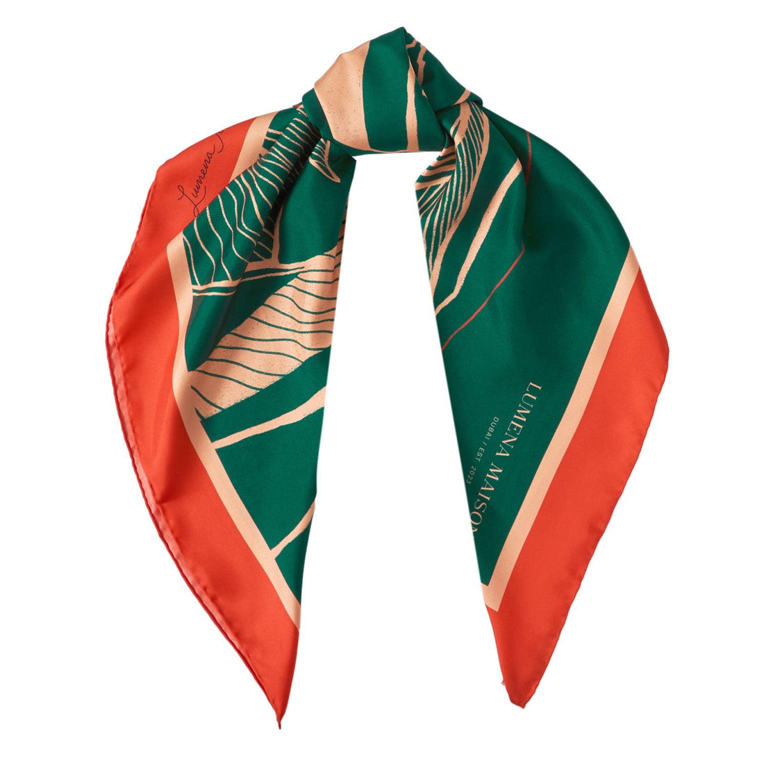 The Dubai skyline (Emerald Green) / Silk scarf - Lumena Maison