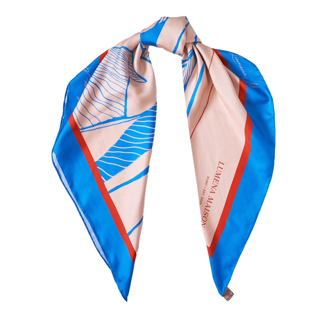 The Dubai skyline (Marine Blue) / Silk scarf - Lumena Maison