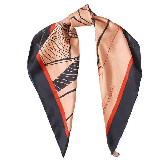 The Dubai skyline (Espresso Brown) / Silk scarf - Lumena Maison