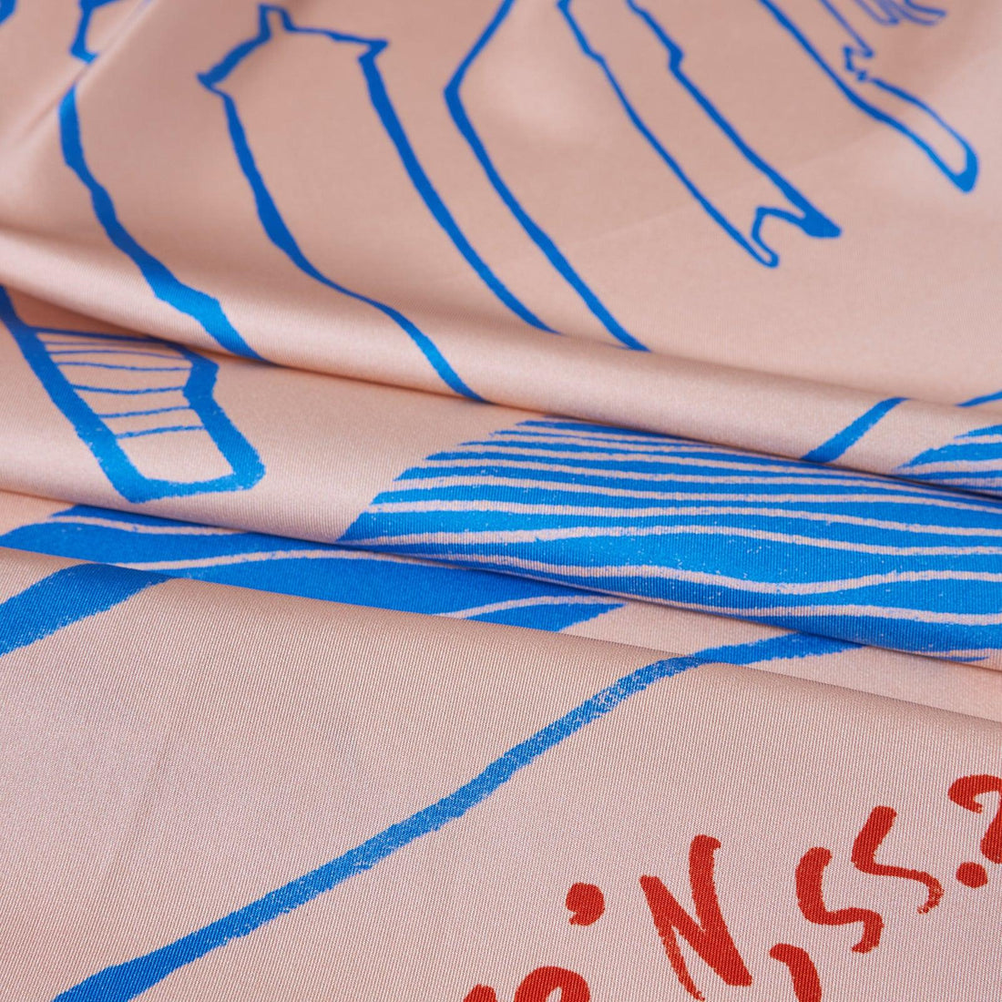 The Dubai skyline (Marine Blue) / Silk scarf - Lumena Maison