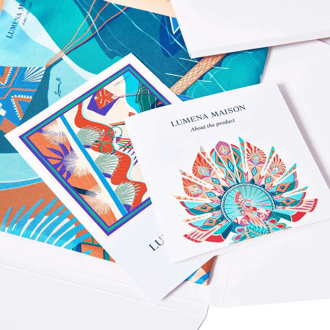 Signature silk packaging for elegant scarf presentation | Lumena Maison